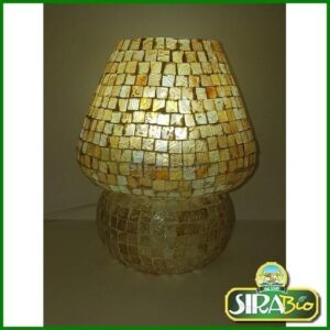 Lampada da tavolo in vetro mosaicata bianca lavorata a mano