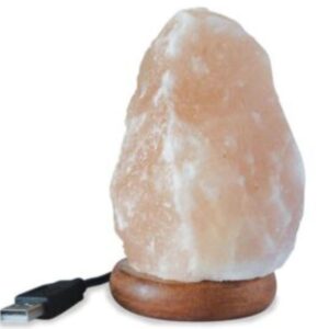 Lampada Grezza ai Cristalli di Sale Rosa dell'Himalaya con Cavo USB
