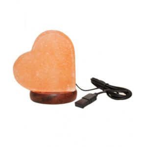 Lampada Cuore ai Cristalli di Sale Rosa dell'Himalaya USB