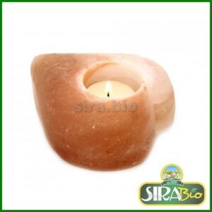 Portacandela Cuore ai Cristalli di Sale Rosa dell'Himalaya