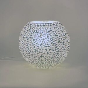Lampada da tavolo in vetro mosaicata White Daisy