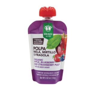 Probios Polpa Mela Mirtillo e Fragola Doypack Richiudibile - 100gr.